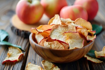 Wall Mural - Organic apple chips healthy snack for kids and fitness