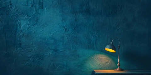 Wall Mural - The blue room with a table lamp