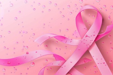 Wall Mural - Pink Ribbon with Bubbles