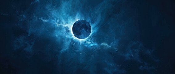 Wall Mural - a beautiful full moon in a sea of stars. ai.