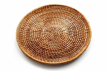 Sticker - Rounded wicker placemat isolated on white background