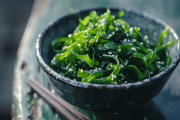 Sticker - Seaweed salad is a nutritious snack with sesame seeds a dietary supplement and a superfood