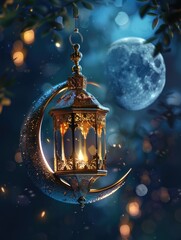 Poster - Lantern under full moon