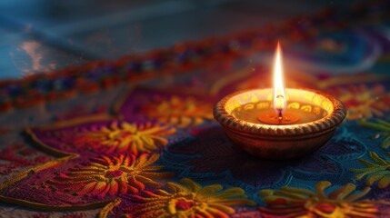 Canvas Print - Lit Candle on Table