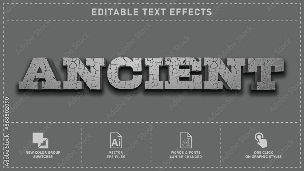 Ancient editable text effects. Vector eps files. Stock Vector | Adobe Stock