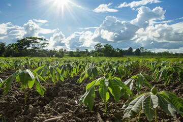 Wall Mural - Sunny day harvest at cassava plantation