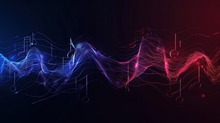 Wall Mural - clean cyber banner showcasing a music splash with sleek lines and glowing elements with copy space