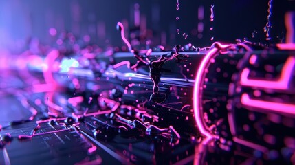 Wall Mural - clean cyber banner showcasing a music splash with sleek lines and glowing elements with copy space