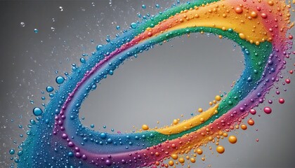 Wall Mural - abstract rainbow-colored water drops and bubbles creating a dynamic motion frame on a white backgrou