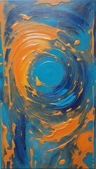 Wall Mural - vibrant and colorful abstract oil painting featuring blue, orange, and yellow tones - perfect for de