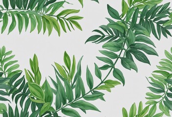 Wall Mural - Greenery Frames: Watercolor Plant Backgrounds with Relaxing Copy Space