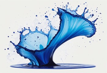 Wall Mural - flowing waves of clean blue ink with subtle swirls and bubbles, creating a beautiful and pure waterc