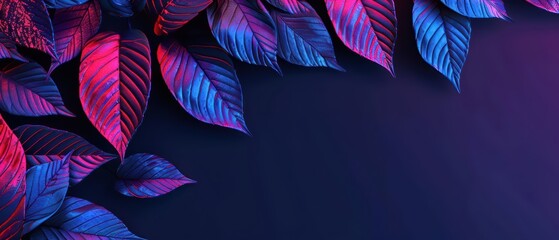 Wall Mural - hightech illustration of autumn vibes with vibrant neon accents and modern aesthetics with copy spac