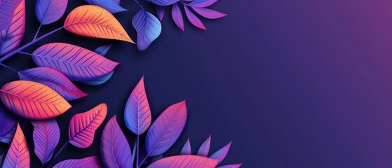 Wall Mural - hightech illustration of autumn vibes with vibrant neon accents and modern aesthetics with copy spac