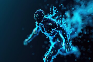 Minimalist depiction of a vibrant sport splash with abstract cyber visuals and clean design with copy space