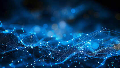 Abstract Network Connections with Blue-Toned Dots and Lines