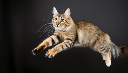 Wall Mural - a jumping cat isolated on a transparent background generative ai