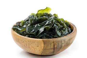 Sticker - Wakame seaweed in bowl on white background Classic Japanese cuisine