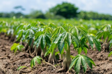 Canvas Print - Water can be added to enhance the beauty of cassava fields and trees