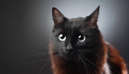 Wall Mural - portrait of a black cat on a dark background