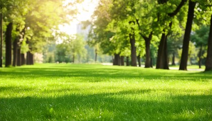 Wall Mural - fresh green grass background in sunny summer day in park