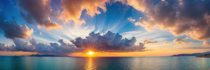 Poster - sunset, Cloudscape Nature Background. Panorama