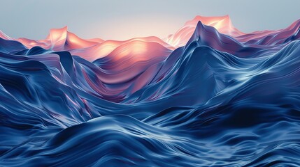 Wall Mural - Surreal 3d waves flowing as wallpaper background illustration