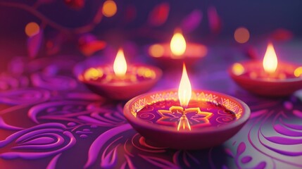 Wall Mural - Lit candles on a table