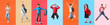 © Pixel-Shot - Set of cute little school children on color background