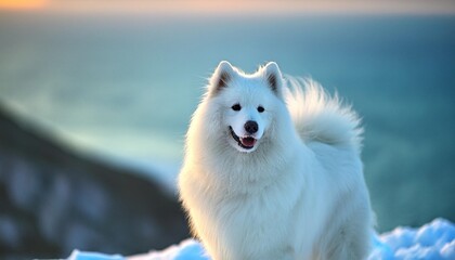 Wall Mural - white samoyed outdoors