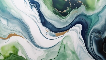 Wall Mural - liquid texture green blue marble abstract background marbled ocean blue and green background