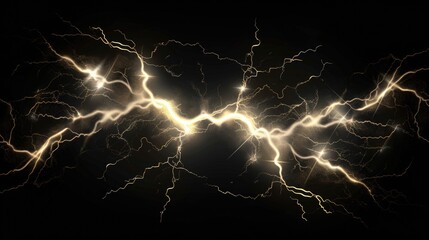 Wall Mural - A cluster of lightning bolts suspended in mid-air, with dark clouds looming in the background