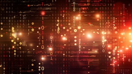 Wall Mural - tech-themed background with dynamic binary code and intricate digital elements, showing data and inn