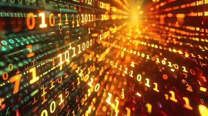 Wall Mural - dynamic tech background with binary code and digital elements, perfect for modern presentations or w