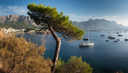 Wall Mural - pine tree in the bay