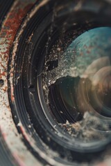 Wall Mural - A detailed shot of a camera lens showing its various parts and details