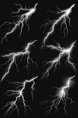 Wall Mural - A dark background with multiple lightning flashes