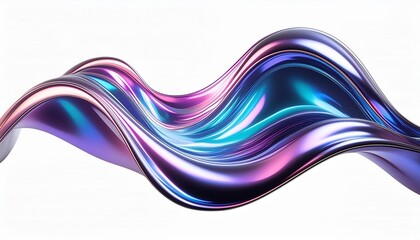 Wall Mural - 3d chrome neon fluid form liquid metallic shape isolated on white and transparent background