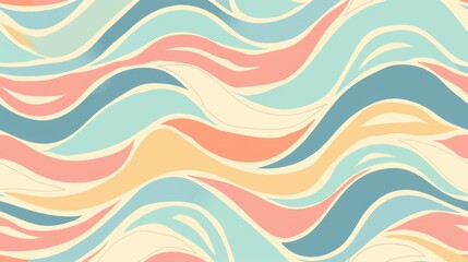 Wall Mural - Abstract Wavy Pattern in Pastel Colors