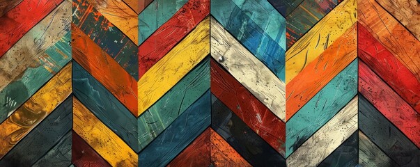 Multicolored chevron patterns