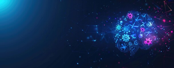 Abstract Digital Brain with Gears and Network
