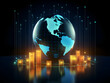 © Akilmazumder - Financial data document, graph chart report statistic, marketing research development planning management, strategy analysis accounting, Financial business technology hologram concept.