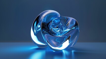 Poster - A blue sculpture abstract on black background UHD wallpaper