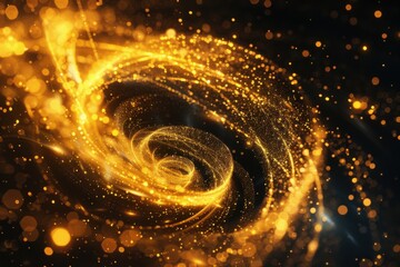 Wall Mural - a spiral of gold and black with a lot of sparkles