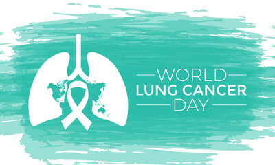 Wall Mural - vector illustration World Lung Cancer day is observed every year on August 1. ribbon with lung icon vector illustration background template. Holiday concept.