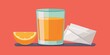 © tammanoon - juxtaposition, sugar, wellness, glass of freshly squeezed orange juice placed beside packet of sugar, showcasing the tension between healthy hydration and sugary indulgence.