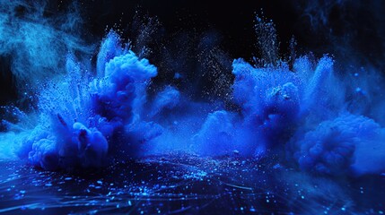 Poster - Abstract Blue Ink Explosion with Sparkling Effects