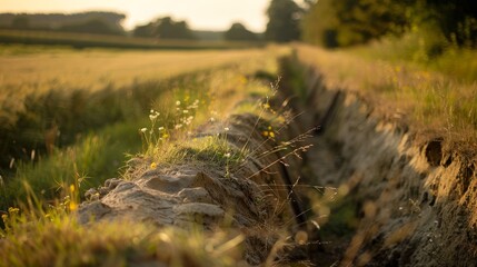 Wall Mural - Trenches with blurred background