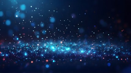 Elegant  shiny blue glow particle abstract night bokeh background of vibrant colors