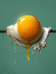 Poster - Fried eggs on green background